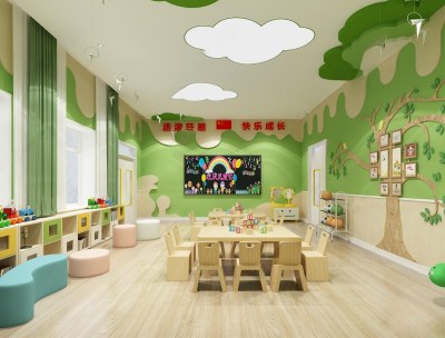 现代幼儿园教室3D模型下载